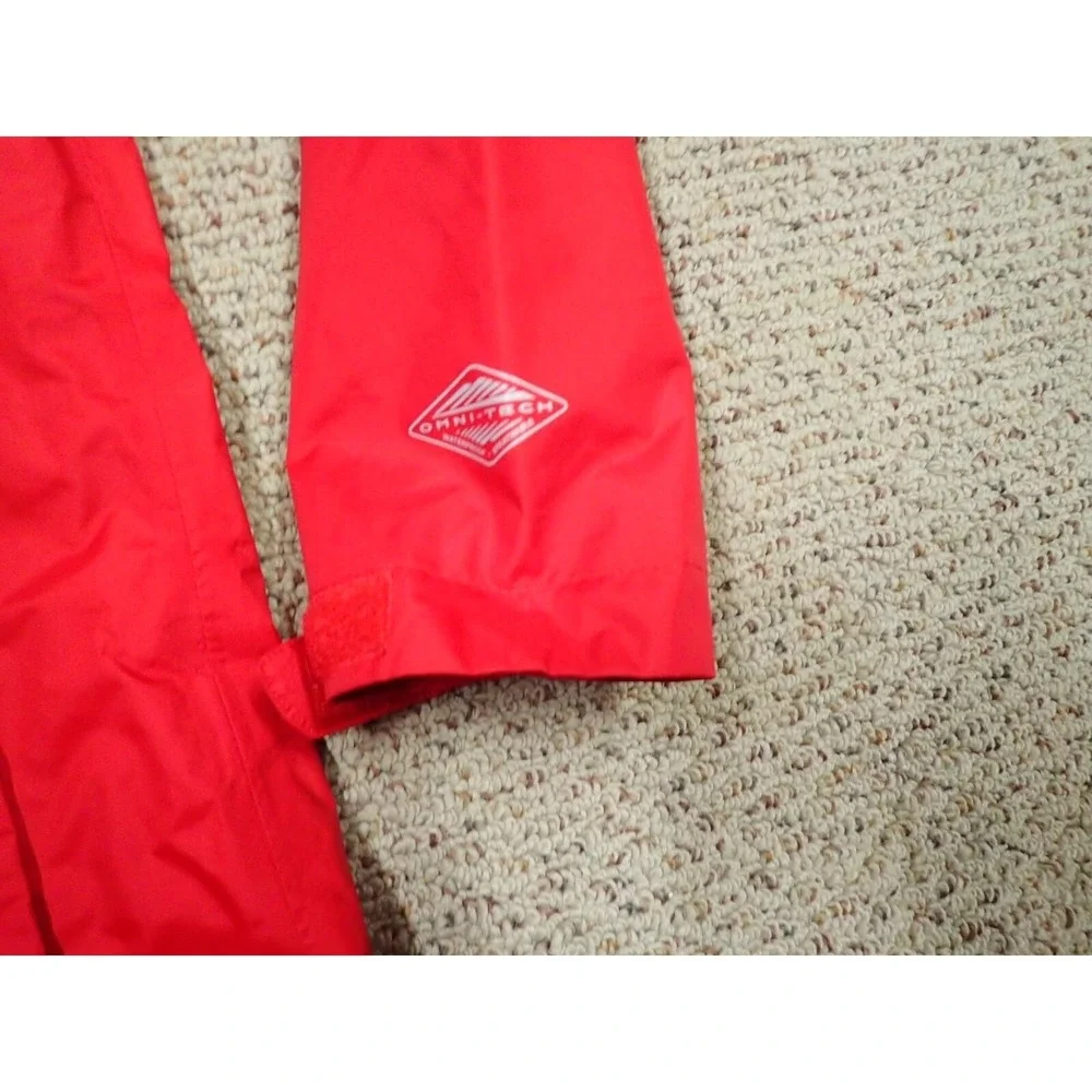 Columbia Rain Jacket Boys Large Red Excellent Packable Omni-Tech Waterproof Hood